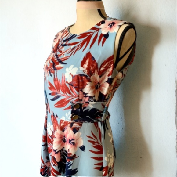 ENFOCUS Studio Blue Floral Sleeveless Dress Size 8 - Picture 5 of 9